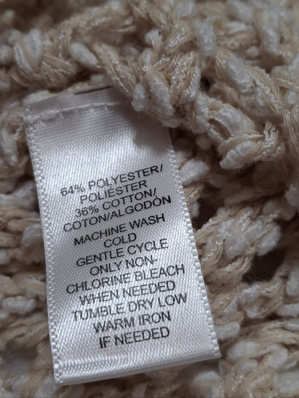 Lou & Grey Crochet Long Sleeve Open Knit Beige Tunic Cover-Up   Women Size Small - Picture 11 of 16